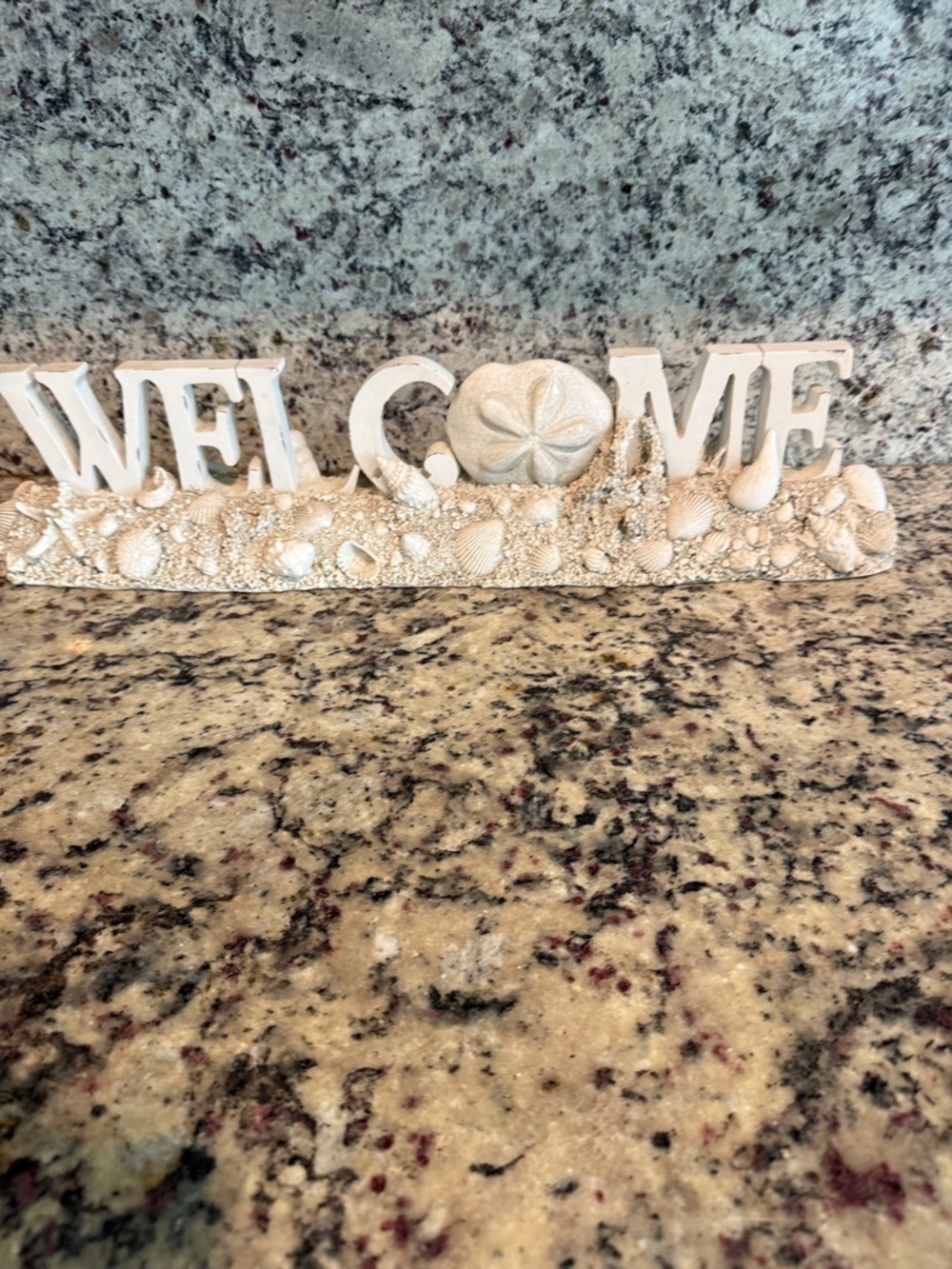 Coastal 'Welcome' Seashell Accent Sign in White